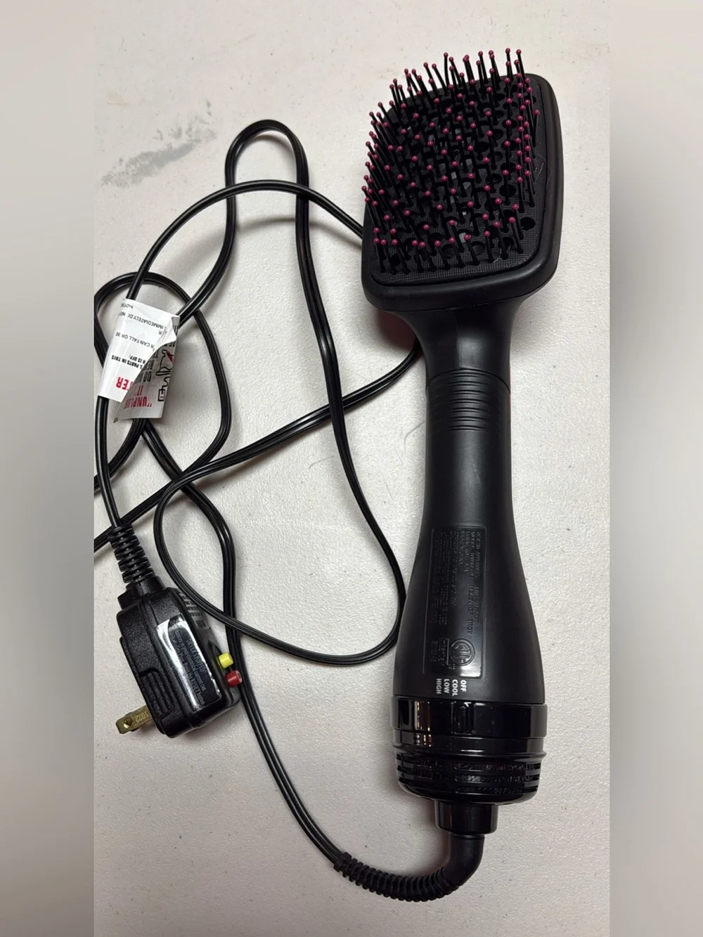 Revlon Black Hair Dryer Brush with Pink-Tip Bristles